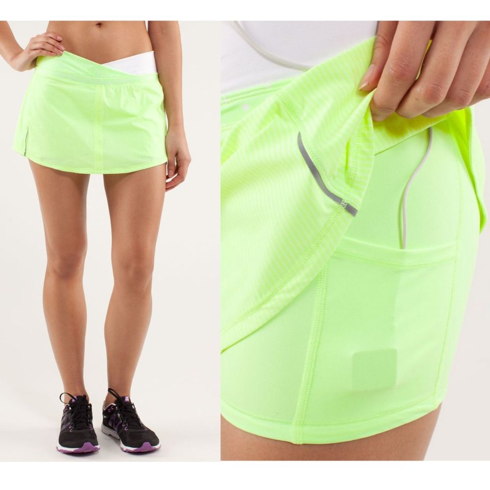 LULULEMON Run: Pace Skirt sz 4 skort Wagon Stripe Faded Zap